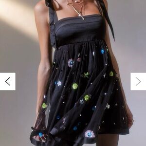 UO Isabella Embroidered Babydoll Mini Dress - Size XS - NWT